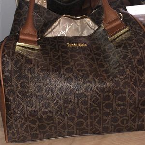 Calvin Klein brown monogram handbag